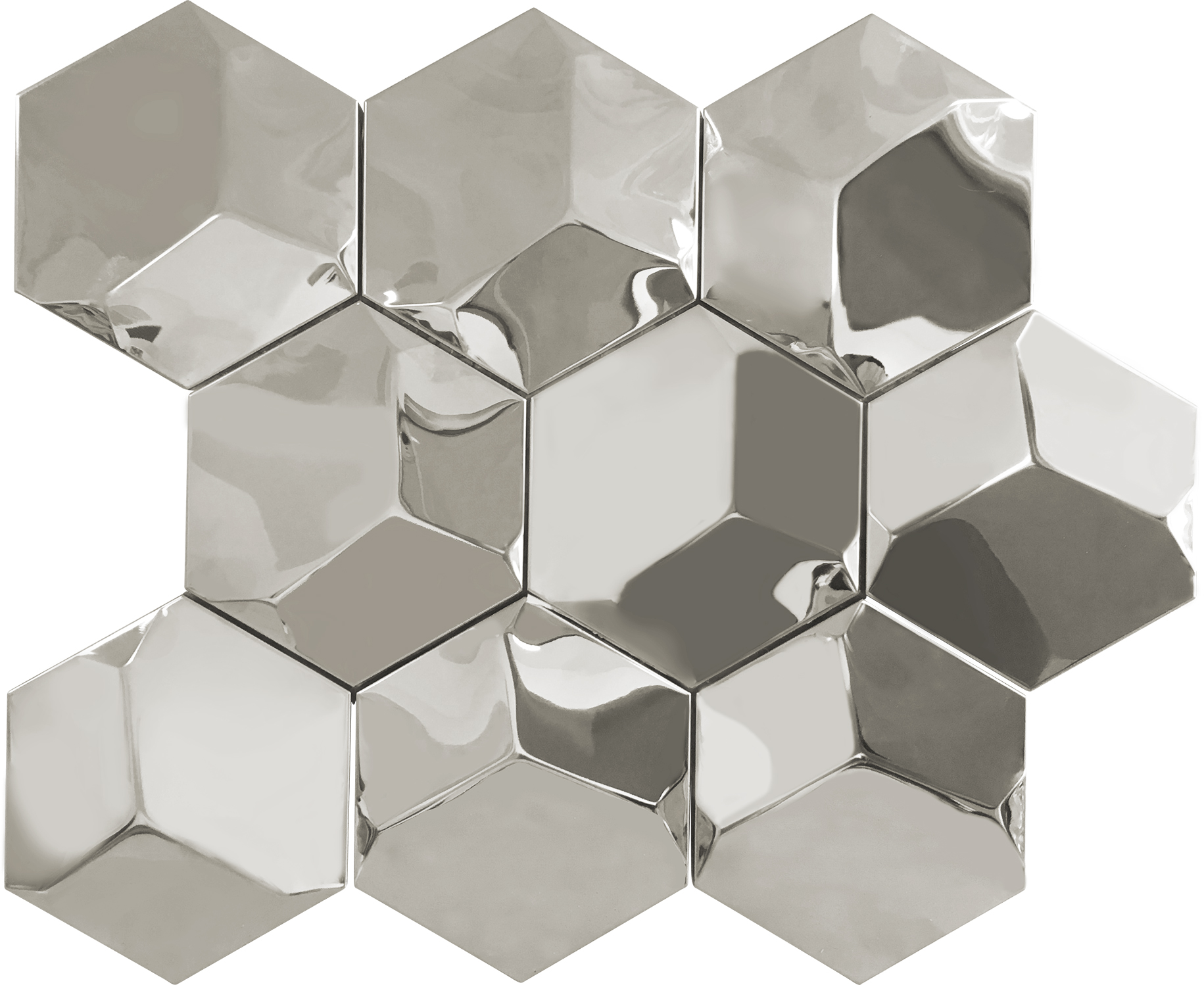 Dekor Hexagon 3D Inox Glossy Mosaic 31x25 cm