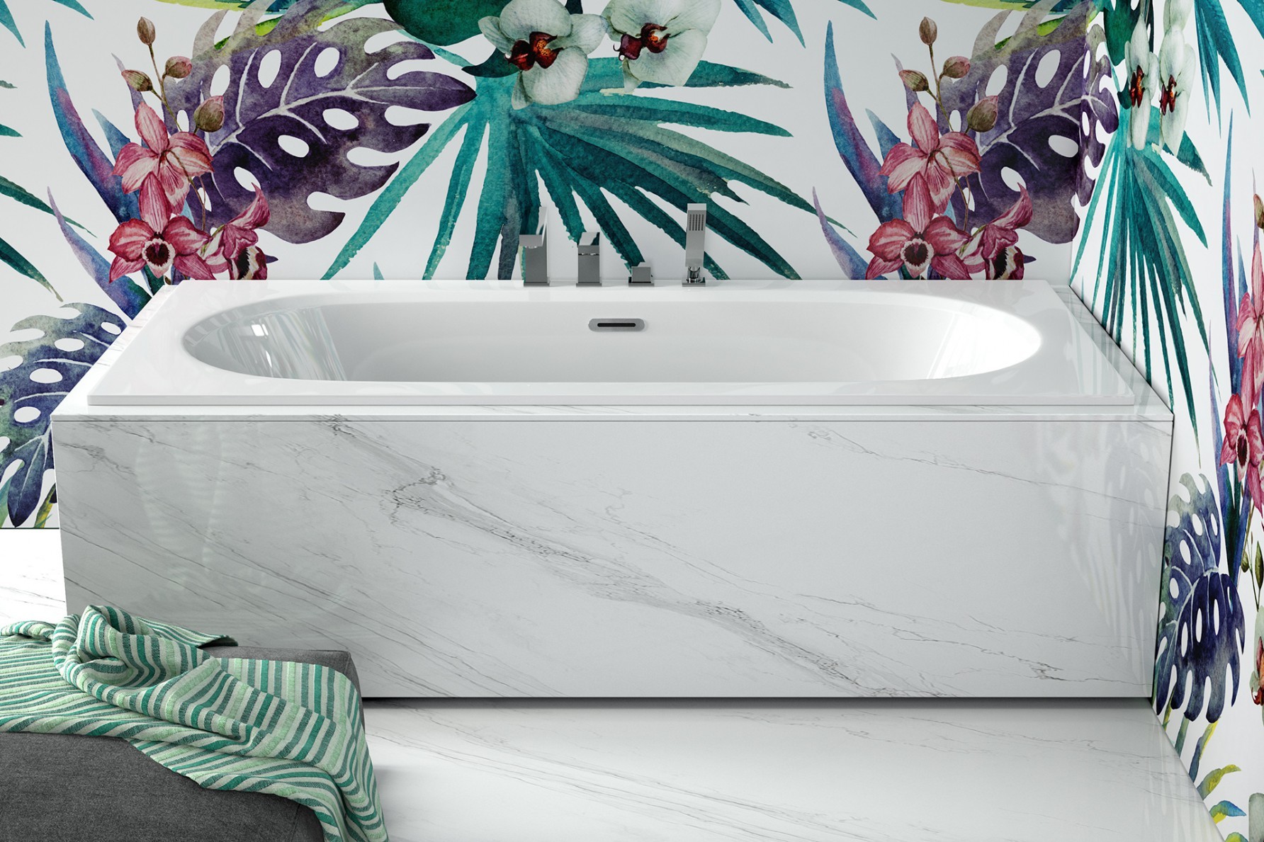 Obdélníková vana VITAE SLIM+ Barva sifonu - Chrom, Nožičky k vaně - S nožičkami, Rozměr vany - 170 × 75 cm