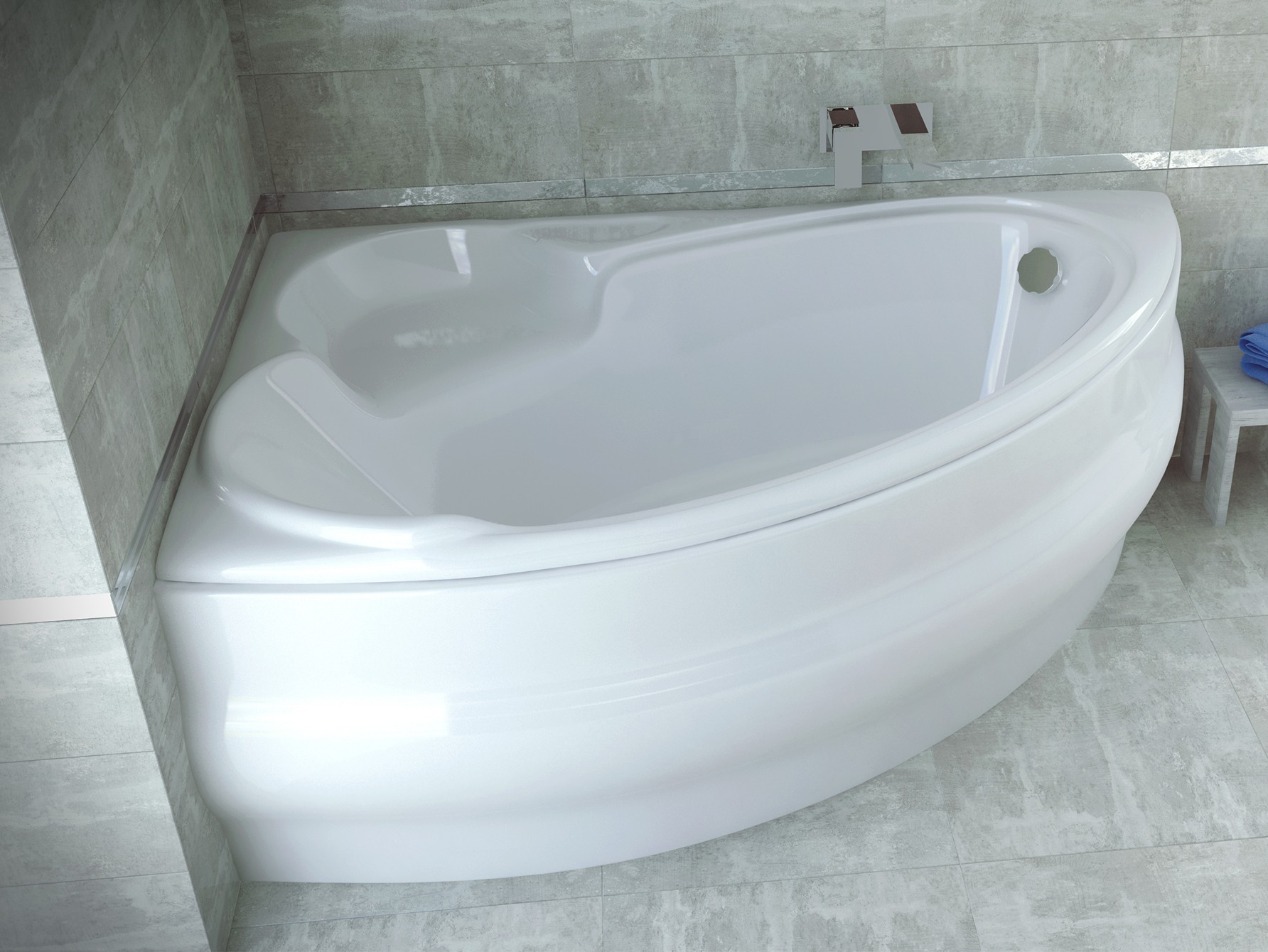 Asymetrická vana FINEZJA NOVA Nožičky k vaně - Bez nožiček, Rozměr vany - 170 × 110 cm, Způsob provedení - Pravé