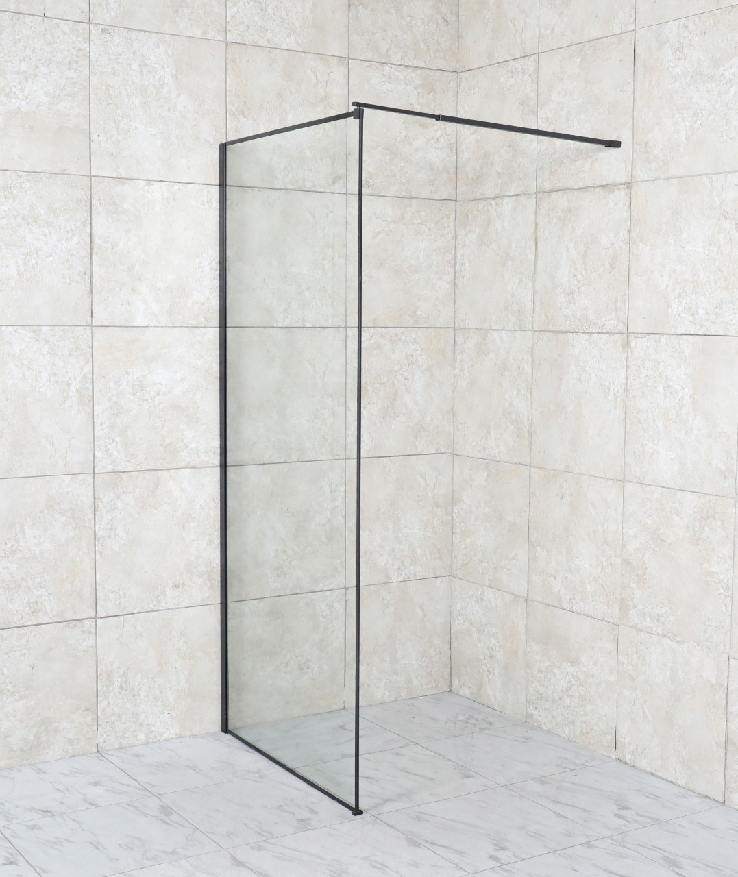 Walk-in sprchový kout ALGORA BLACK BARVA rámu - Černá, Rozměr A - 80 cm, Rozměr C - 200 cm, Směr zavírání - Univerzální Levé / Pravé, Výplň - Malované bezpečnostní sklo - 6 mm