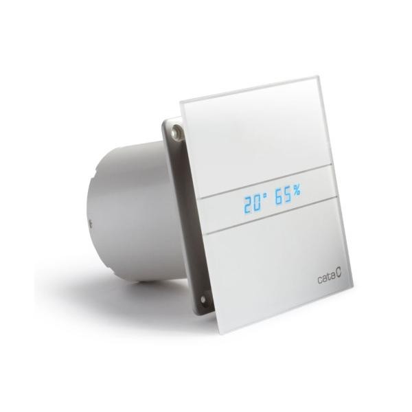 Axiální ventilátory na zeď či do stropu E100 GTH, HYGRO, s časovačem, sklo bílé