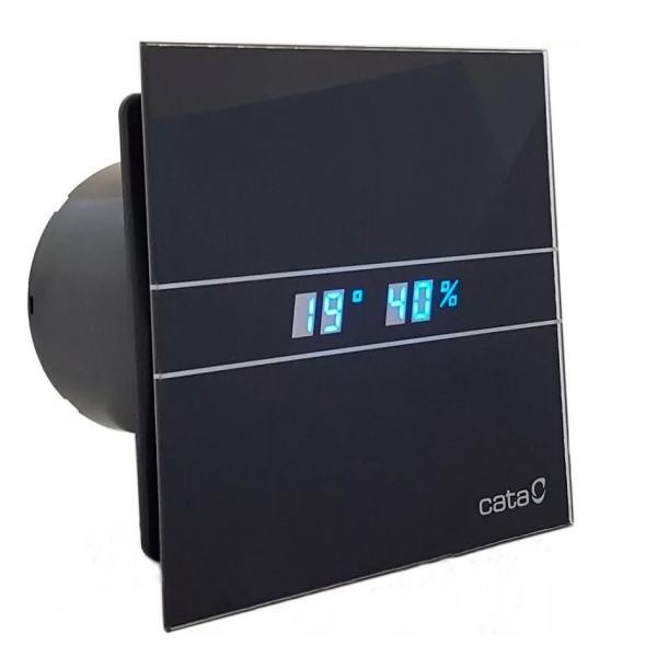 Axiální ventilátory na zeď či do stropu E100 GBTH, HYGRO, s časovačem, sklo černé
