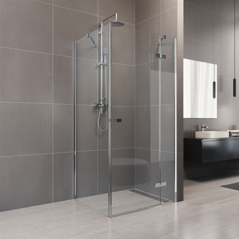 Sprchový kout, Novea, čtverec, 90 cm, chrom ALU, sklo Čiré, dveře levé a pevný díl