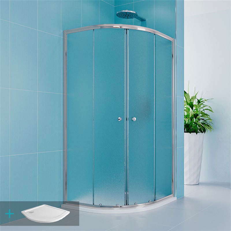 Sprchový set Kora Lite se sprchovou vaničkou nebo žlabem, čtvrtkruh, 90 cm, chrom, Grape