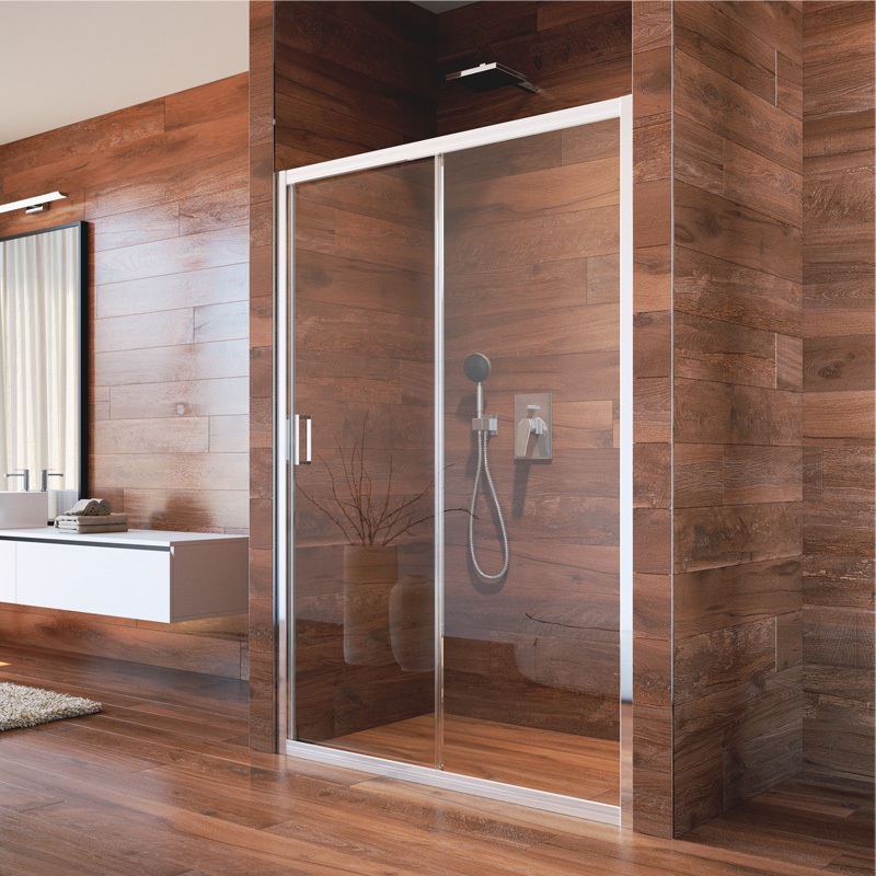 Sprchové dveře, LIMA, dvoudílné, zasunovací, 110x190 cm, chrom ALU, sklo Point