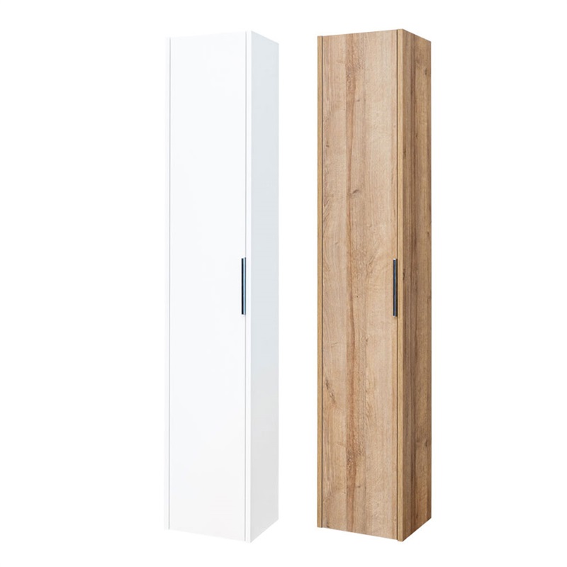 Vigo, koupelnová skříňka vysoká 170 cm, levé nebo pravé otevírání, bílá, dub Riviera