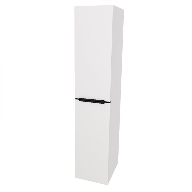 Mailo, koupelnová skříňka vysoká 170 cm, černé madlo, Multidecor, Chromix bílý