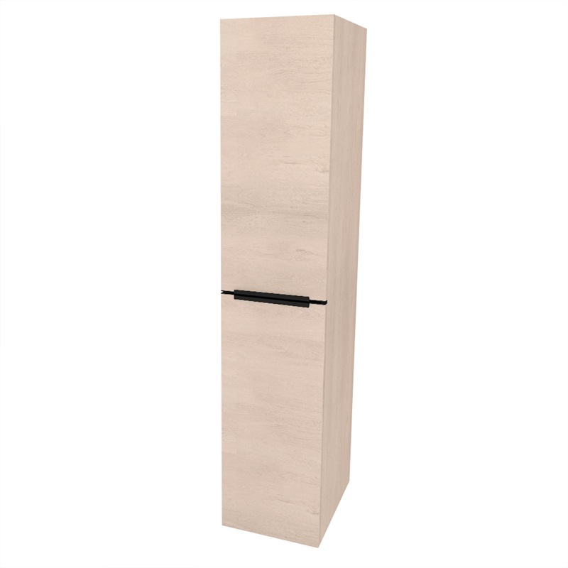 Mailo, koupelnová skříňka vysoká 170 cm, černé madlo, Multidecor, Arktická bílá