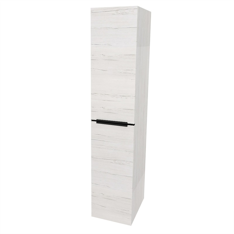 Mailo, koupelnová skříňka vysoká 170 cm, černé madlo, Multidecor, Chromix bílý