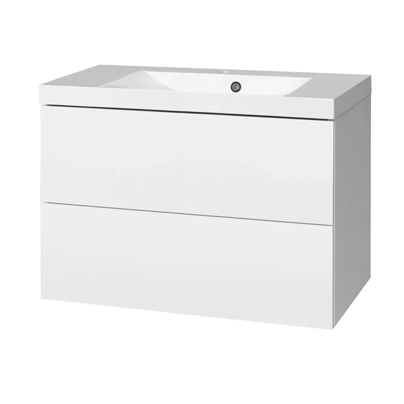 Aira, koupelnová skříňka s umyvadlem z litého mramoru 81 cm, šedá