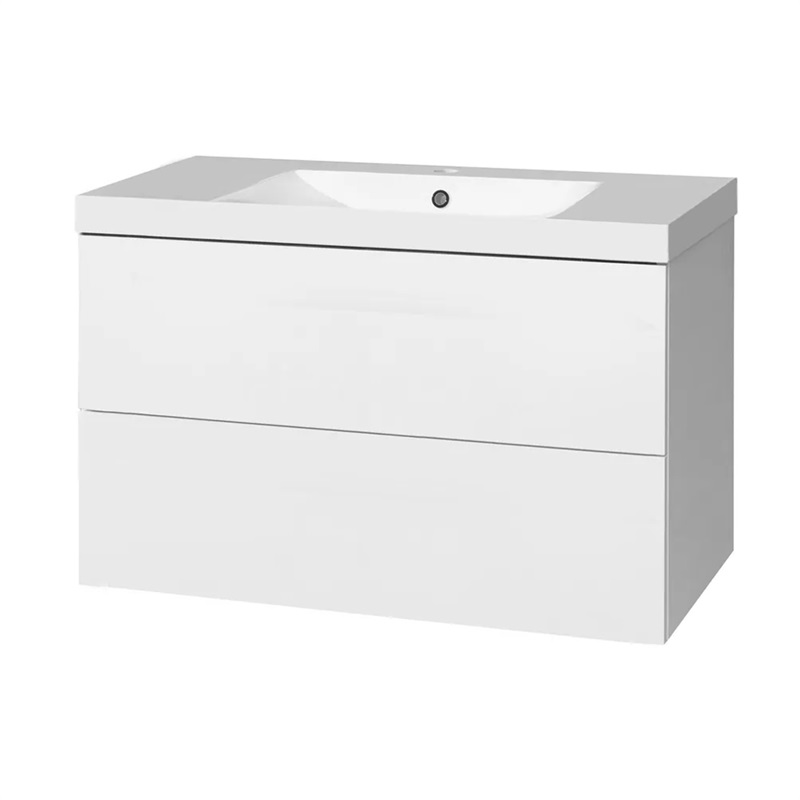 Aira, koupelnová skříňka s umyvadlem z litého mramoru 101 cm, šedá