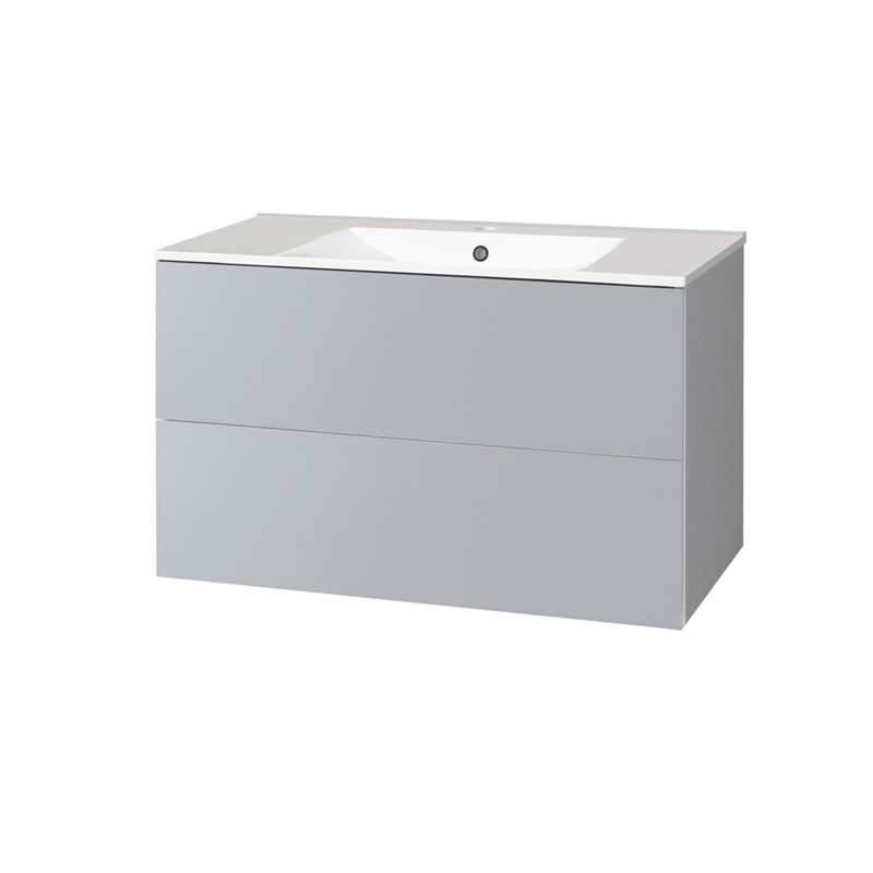 Aira, koupelnová skříňka s keramickým umyvadlem 100 cm, bílá