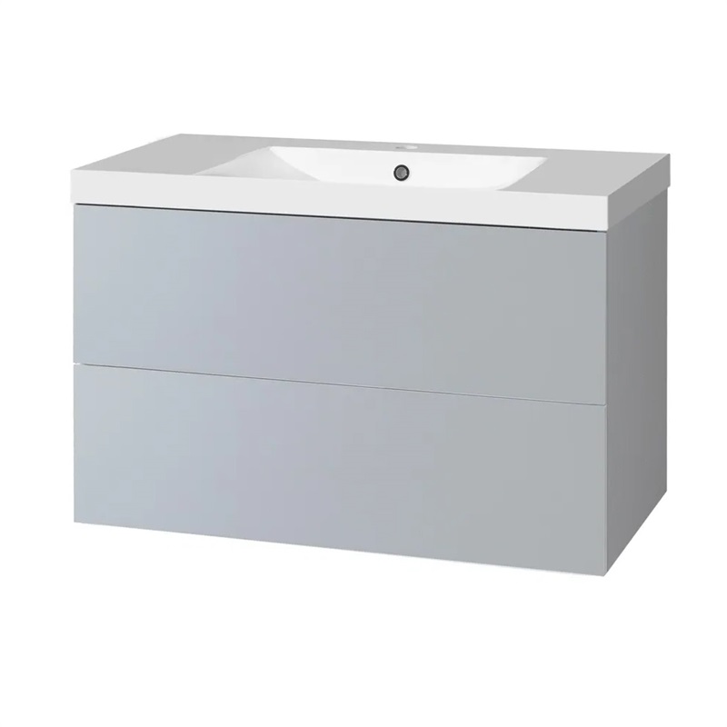 Aira, koupelnová skříňka s umyvadlem z litého mramoru 101 cm, bílá