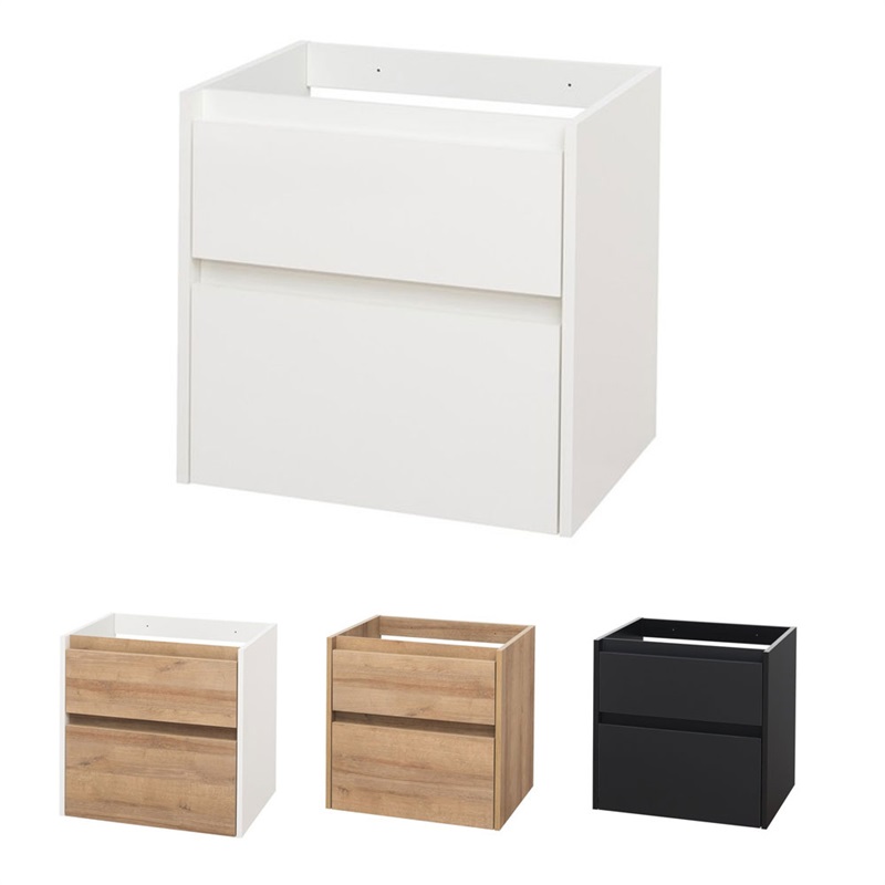 Opto, koupelnová skříňka, bílá/dub, 2 zásuvky, 610x580x458 mm